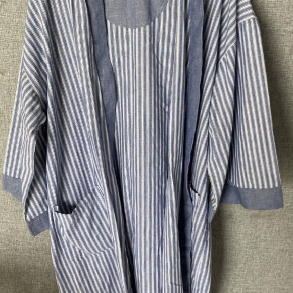 Dior Other - Christian Dior Blue White Striped Cotton Bathroom Robe